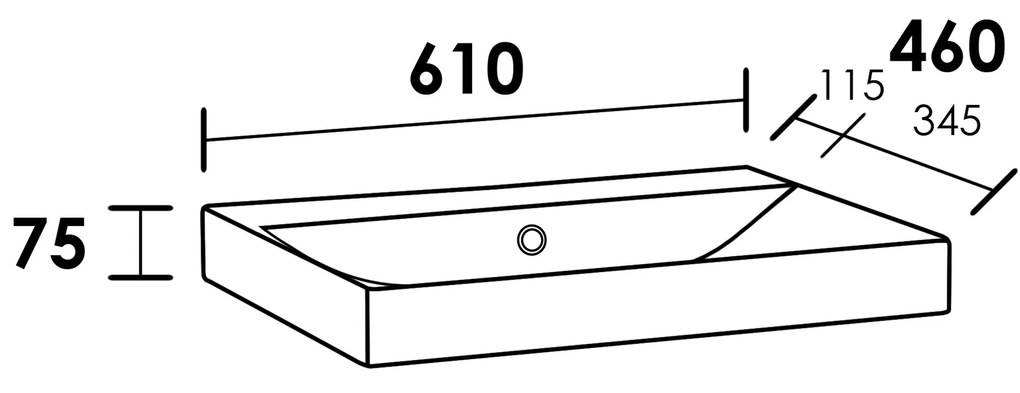 Sanituba Wave wastafel keramiek zonder kraangaten 60cm