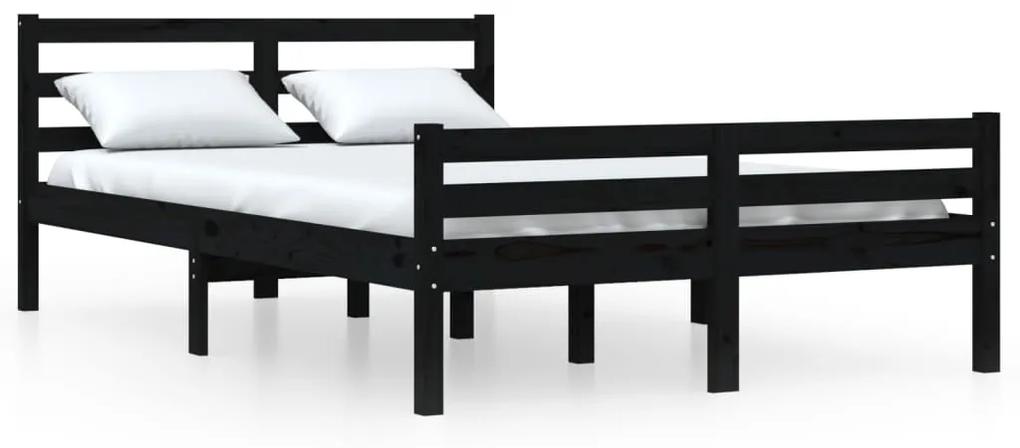 vidaXL Bedframe massief hout zwart 135x190 cm 4FT6 Double
