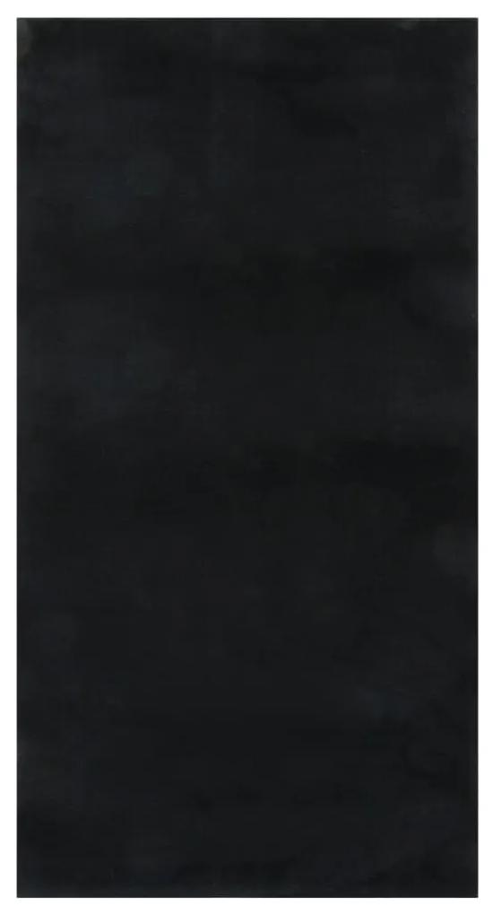 vidaXL Vloerkleed wasbaar zacht shaggy anti-slip 80x150 cm zwart