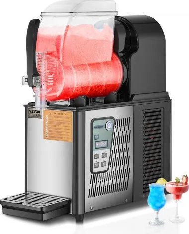 VEVOR Commerciële Slush-ijsmachine 4 L Enkele Tank Bevroren Drankmachine, 16 Kopjes RVS Slush-ijsmachine met Toetsenbord Softijsmachine voor Feesten Restaurants Cafés Bars Zwart