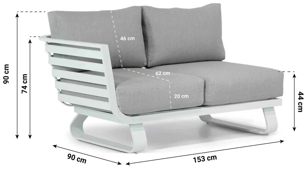 Hoek loungeset 3 personen Aluminium Wit  Santika Furniture Santika Sovita