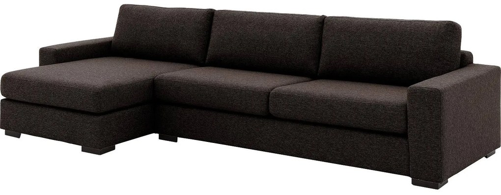 Goossens Hoekbank Lucca Met Chaise Longue donkerbruin, stof, stijlvol landelijk