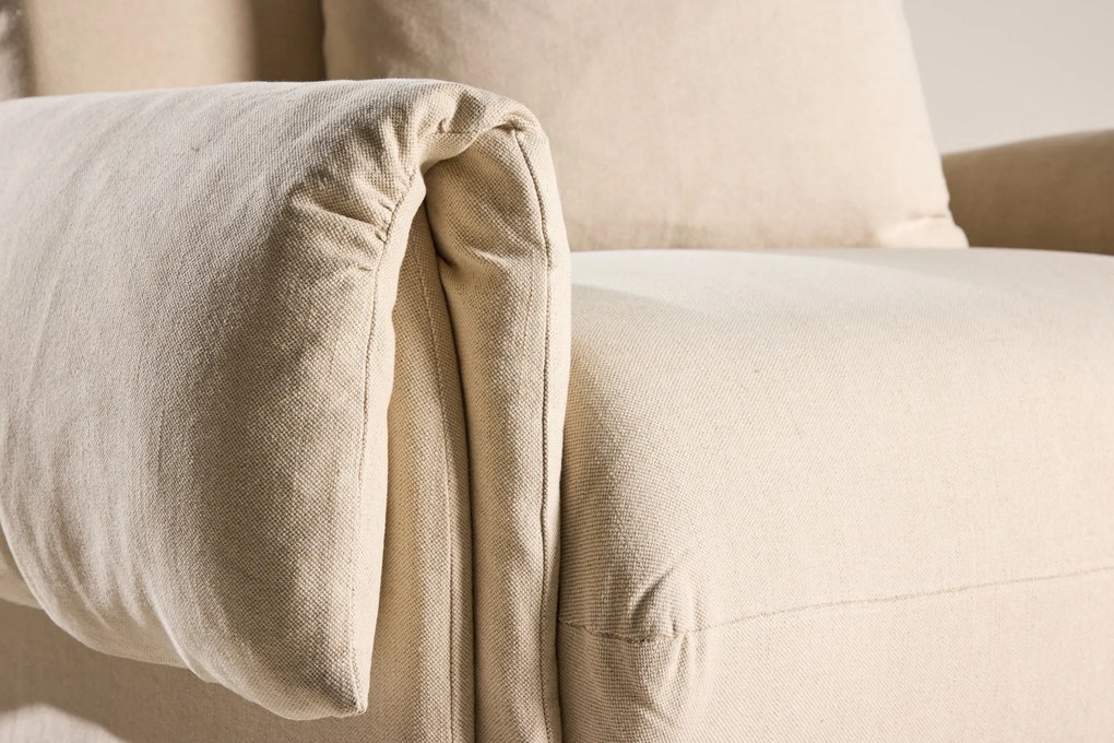 Jörn Momo - Fauteuil - Beige -  Linen&amp;Katoen - Eikenhout Onderstel - Jorn