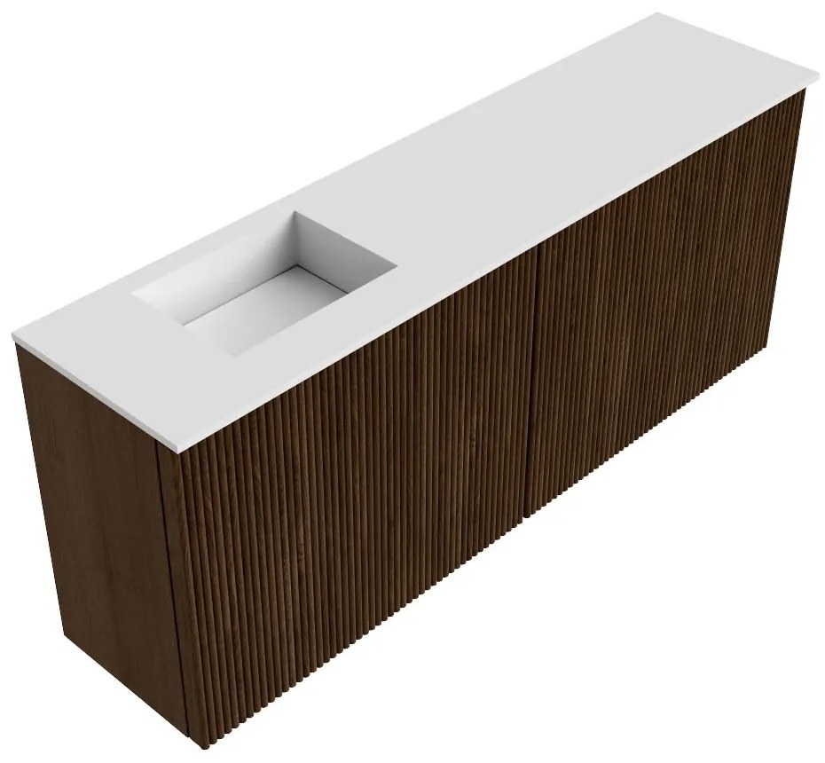 Mondiaz Joya 100cm toiletmeubel walnut met wastafel faye links 1 kraangat talc