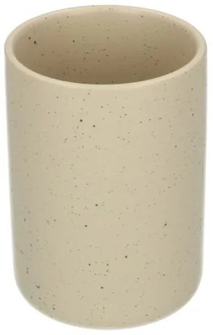 Tandenborstelbeker, beige spikkel, keramiek