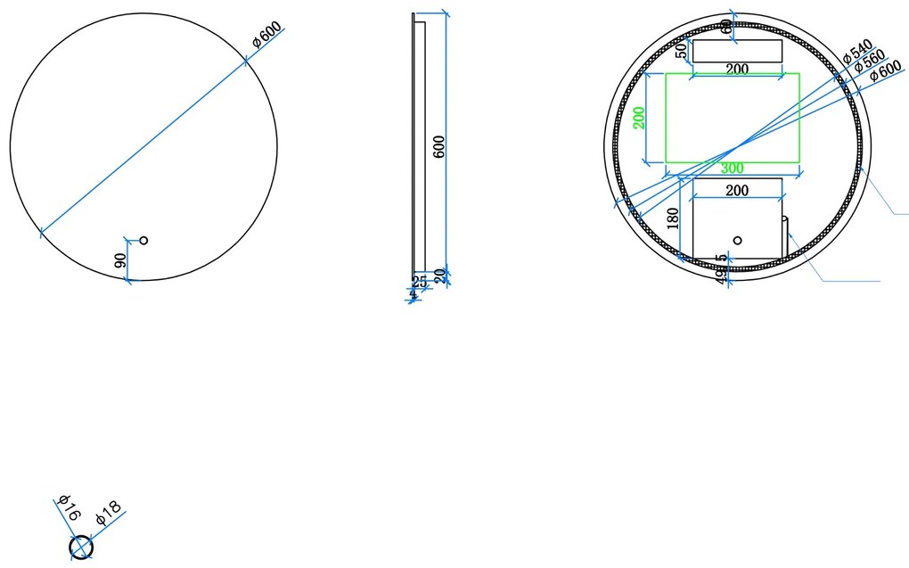 Mueller Cody ronde spiegel 60cm met verlichting en verwarming