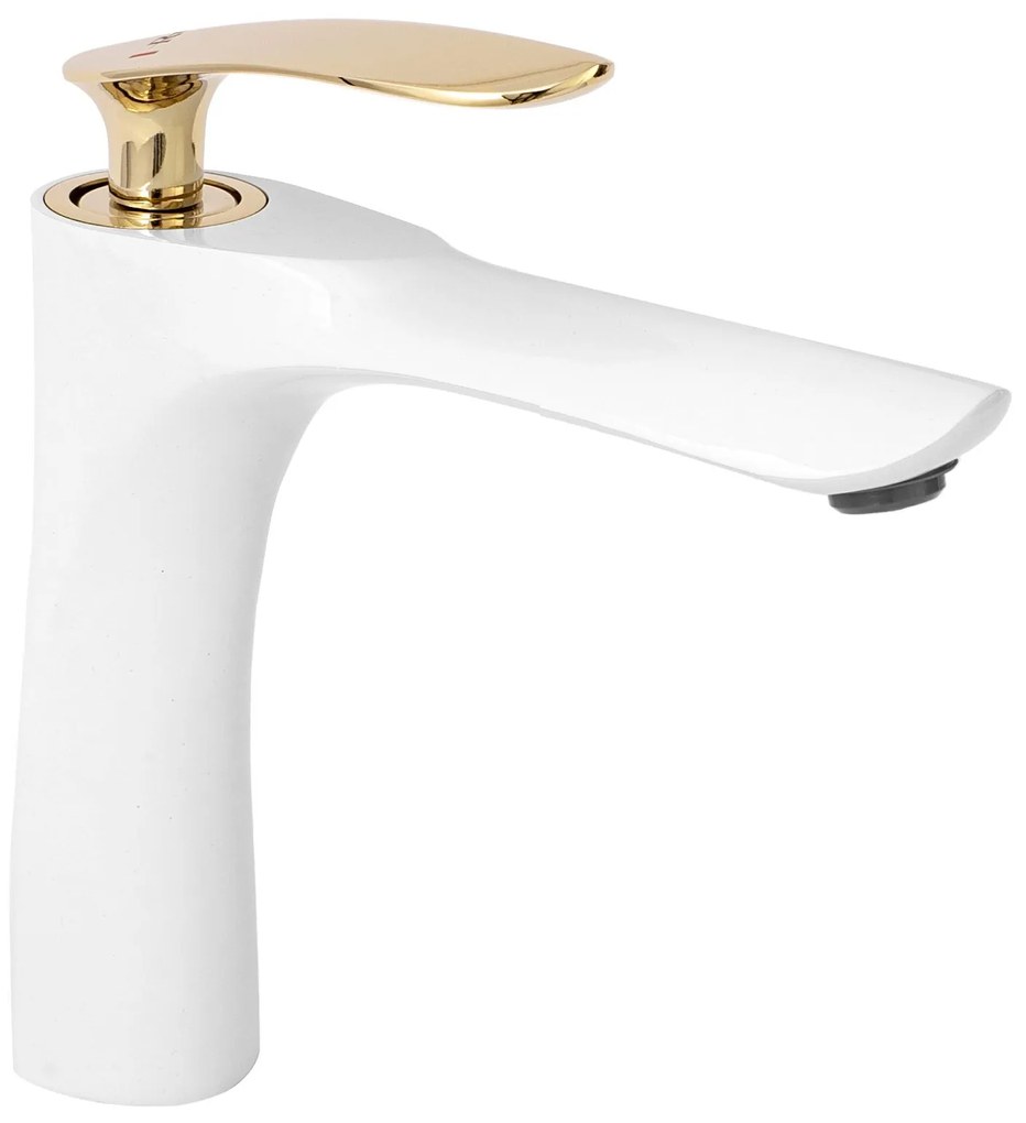 Wastafelkraan Rea Orbit White/Gold Low