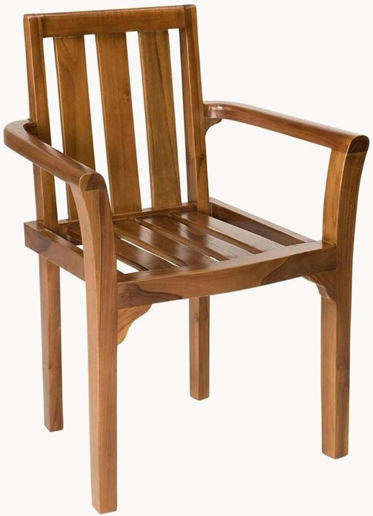 Tuin eetstoelen Maeva van teakhout met armleuningen, 2-delig