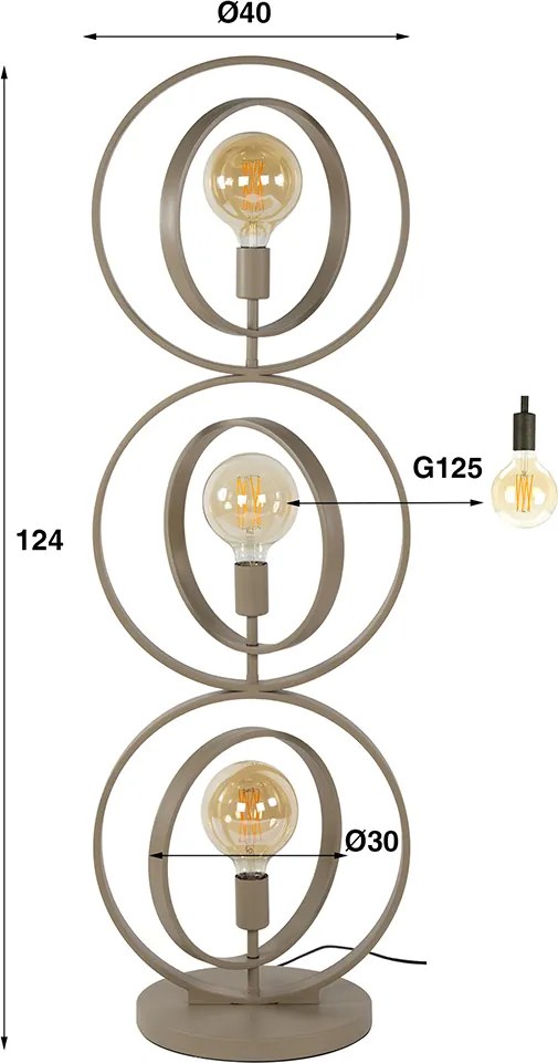 Vloerlamp Metalen Ringen Beige
