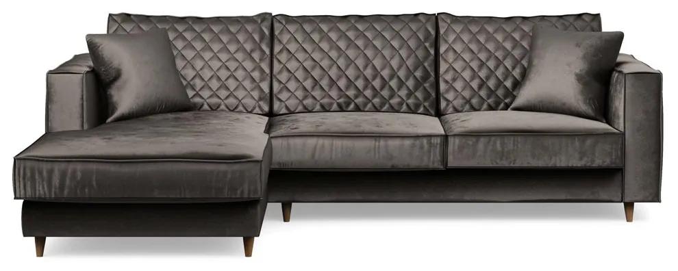 Rivièra Maison - Kendall Sofa With Chaise Longue Left, velvet, grimaldi grey - Kleur: bruin