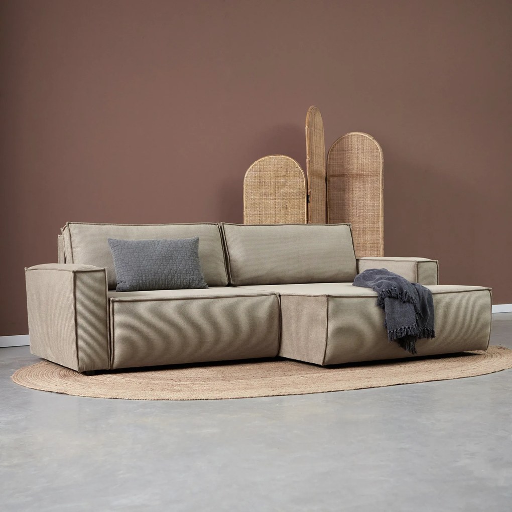 Beige Slaapbank Chaise Longue Rechts