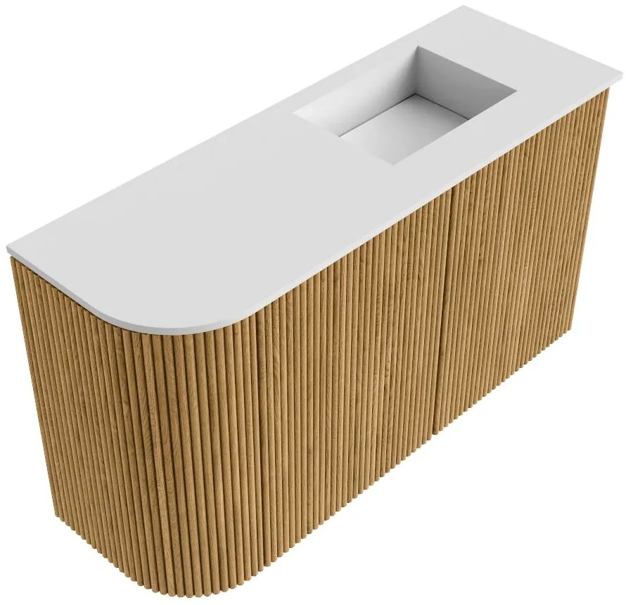 Mondiaz Joya 70cm toiletmeubel ronding links oak met wastafel faye rechts 1 kraangat talc