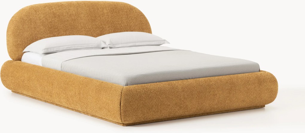 Gestoffeerd bed Alba van teddy bouclé