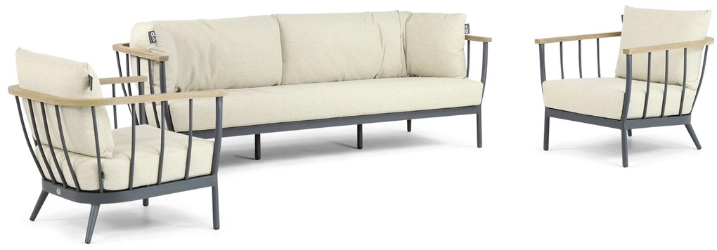 Stoel en Bank Loungeset 5 personen Aluminium/Teak Grijs Apple Bee Condor