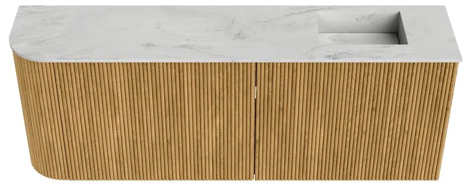 Mondiaz Joya DLux 110cm toiletmeubel ronding links oak met wastafel faye rechts zonder kraangat opalo