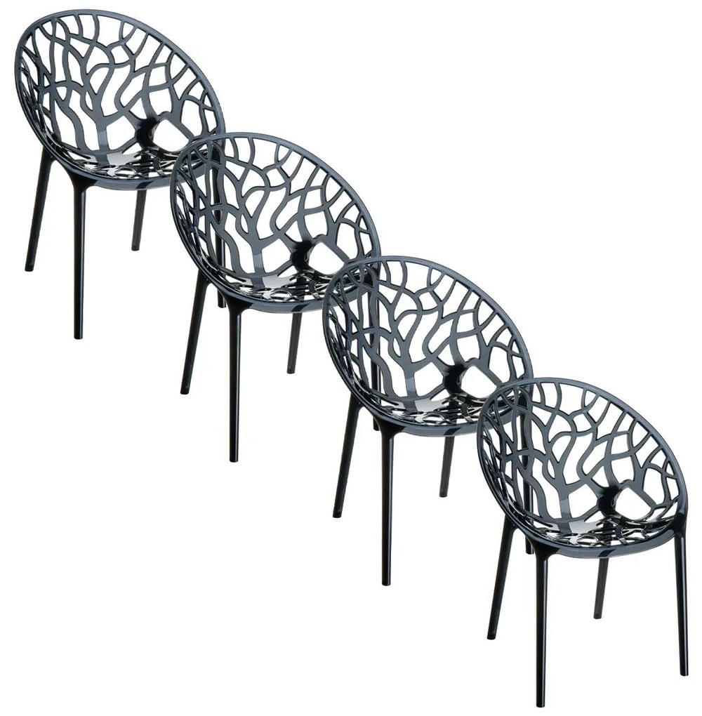 Garden Impressions Crystal tuinstoel zwart - 4 stuks