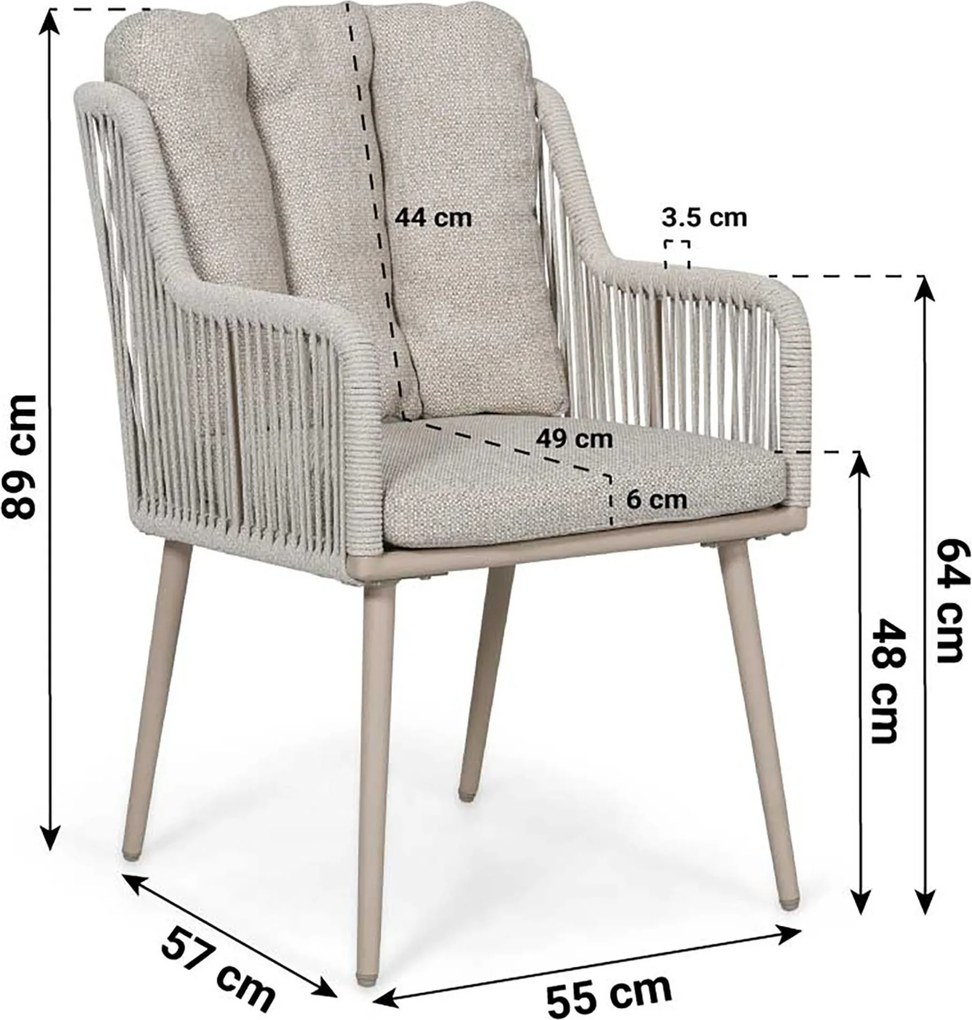 Tuinset 4 personen 120 cm Rope Zand/Beige Lifestyle Garden Furniture Tivoli/Xento