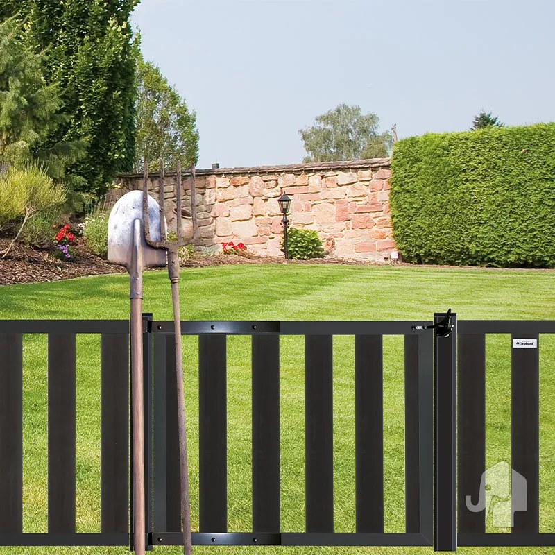 Tuinhek poort composiet Design antraciet met antraciet alu frame incl. beslag (100 x 80 cm)