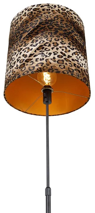 Stoffen Vloerlamp zwart kap luipaard dessin 40 cm - Parte Klassiek / Antiek E27 Binnenverlichting Lamp