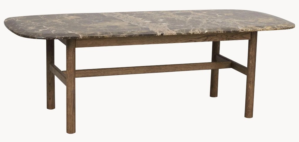 Ovale salontafel Hammond van marmer en eikenhout