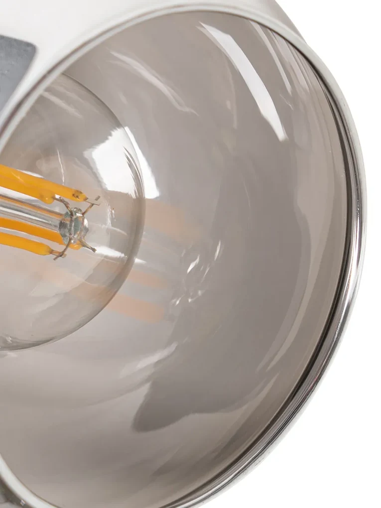 Plafondlamp zwart met smoke glas en hout 4-lichts - Vidro Modern E14 Binnenverlichting Lamp