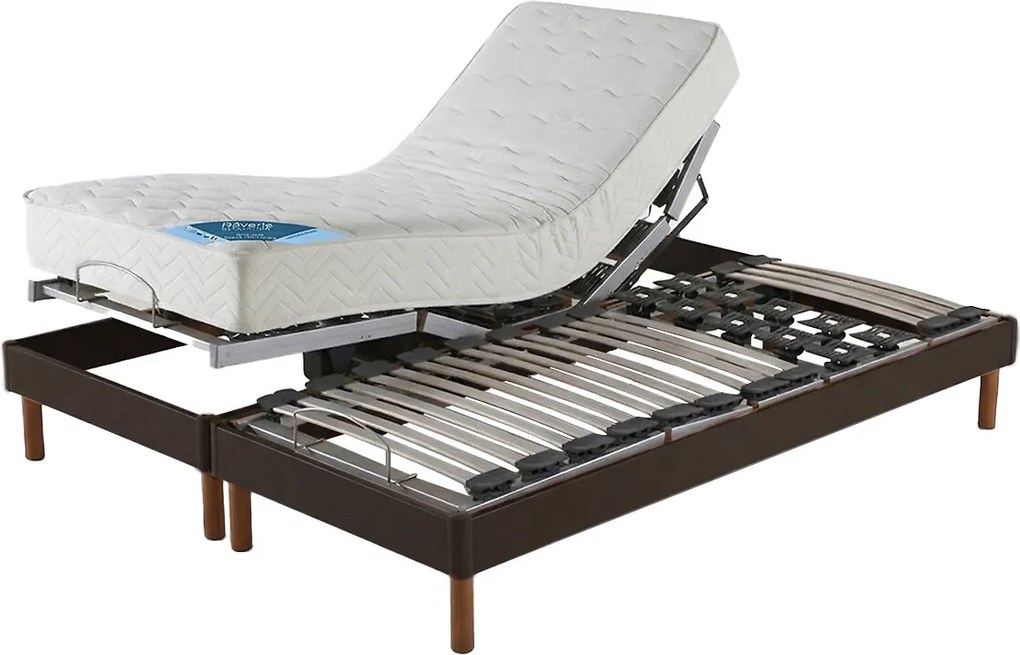 Elektrisch bedset met lattenbodem en blokken, schuimmatras, stevige ondersteuning en poten
