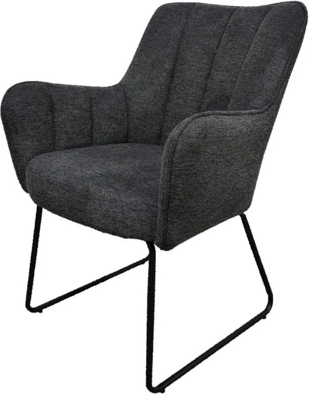 Eetkamerstoel - Kevin - stof Bjorn grof geweven donker grijs