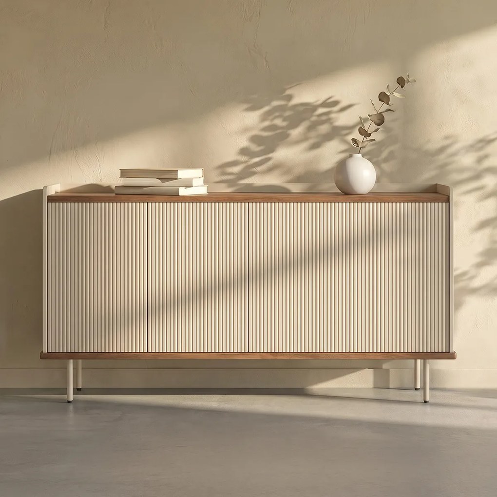 Beige Dressoir Met Ribbels - 150x45x85cm.