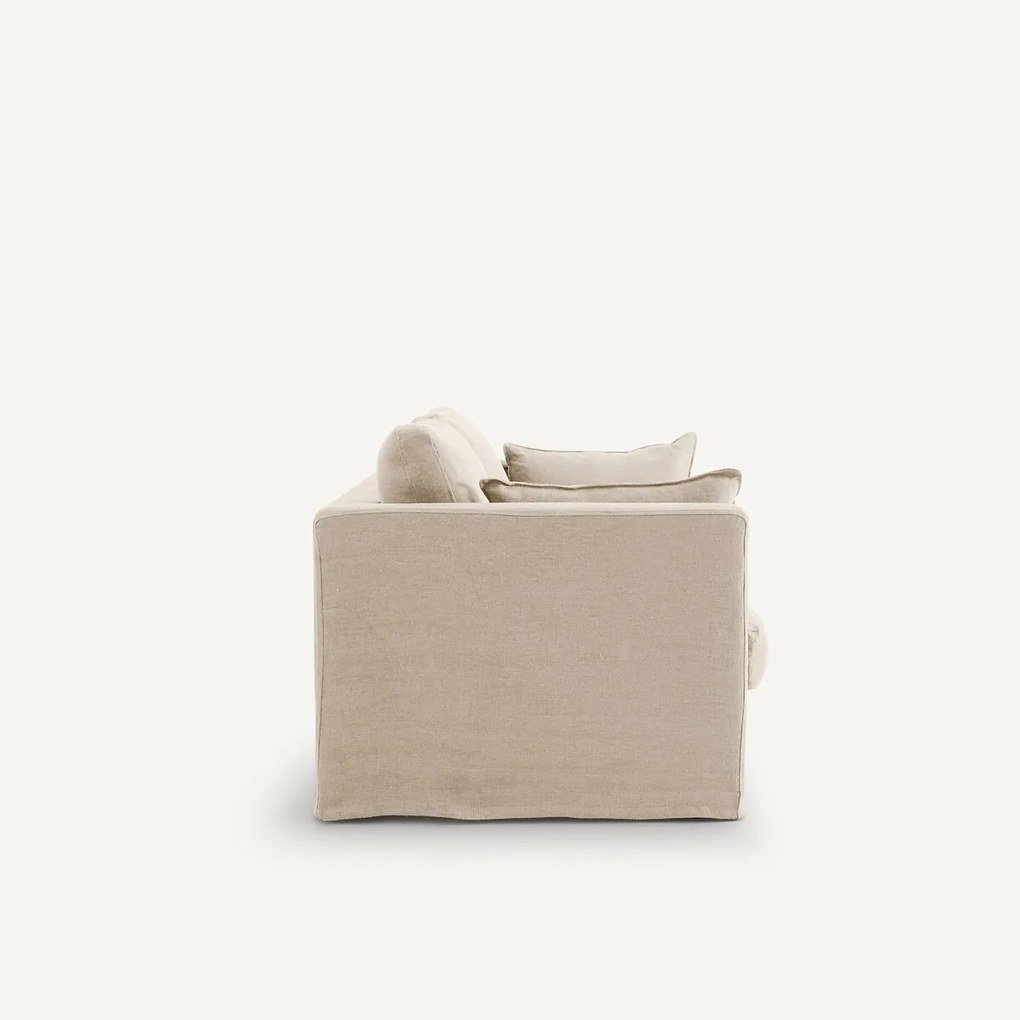 Sofa 3-er, omvormbaar, in dik stonewashed linnen, NÉO KINKAJOU