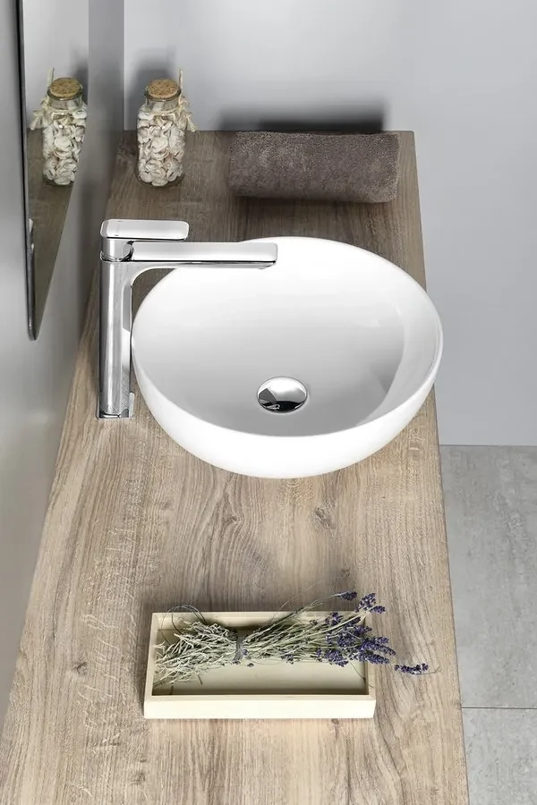 Sapho Rondane keramische waskom 41x41cm wit