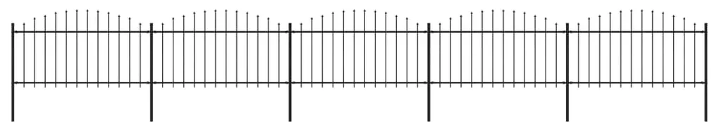 vidaXL Tuinhek met speren bovenkant (1,25-1,5)x8,5 m staal zwart
