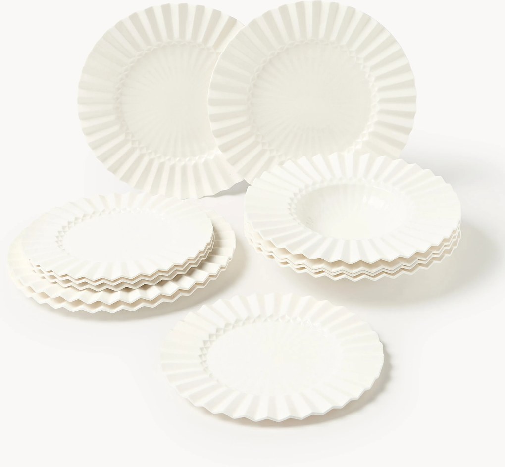 Serviesset Antoni met geribbeld rand, 4 personen, 12-delig