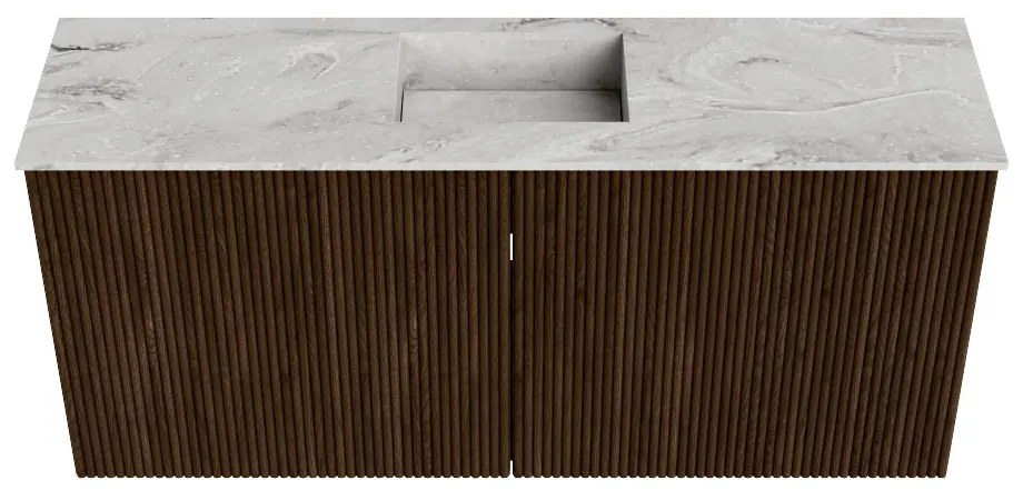 Mondiaz Joya DLux 90cm toiletmeubel walnut met wastafel faye midden 1 kraangat glace