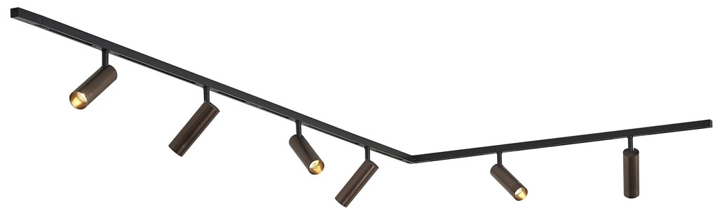Modern railsysteem met 6 Spot / Opbouwspot / Plafondspots donker brons 1-fase - Slimline Uzzy Modern GU10 Binnenverlichting Lamp