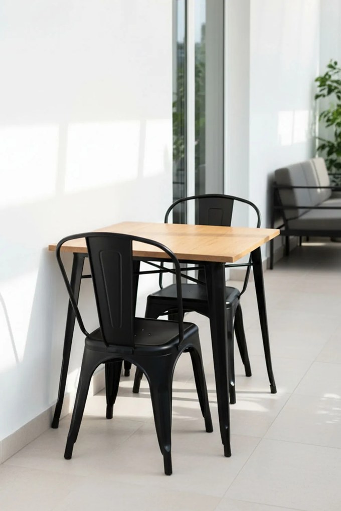 Torix Vierkante Tafel Natuurlijk Hout 80 cm