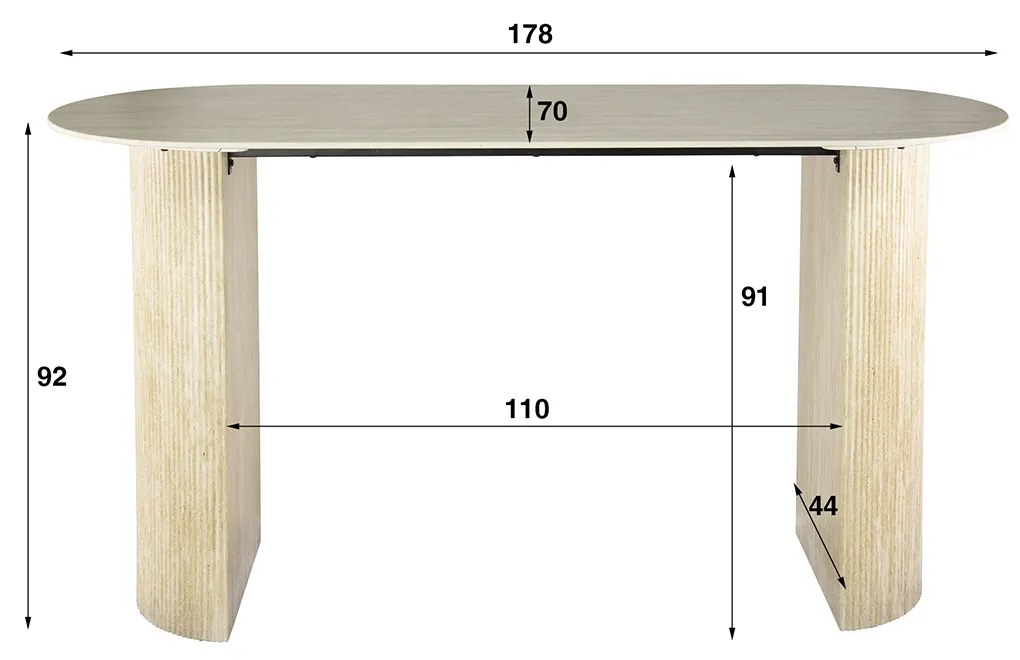 Bartafel Met Een Keramiek Blad - 178 X 70cm.