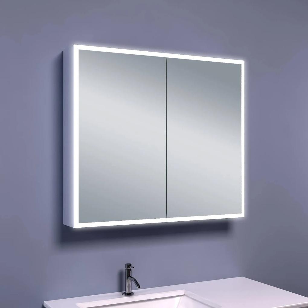 BWS LED Spiegelkast Aluminium Quali Met Rand Verlichting 80x70x13 cm