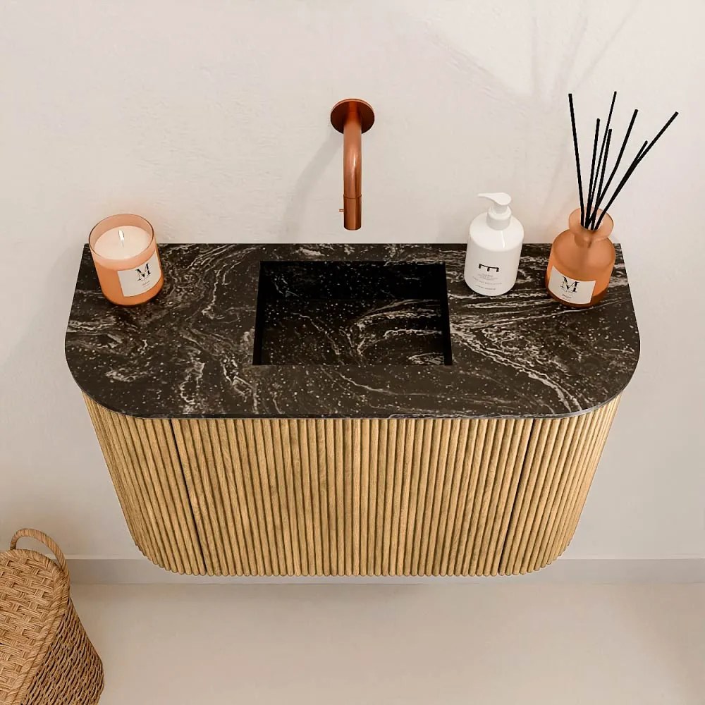 Mondiaz Joya DLux 65cm toiletmeubel ronding links/rechts oak met wastafel faye midden zonder kraangat lava