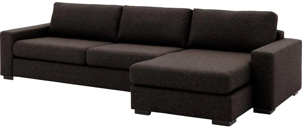 Goossens Hoekbank Lucca Met Chaise Longue donkerbruin, stof, stijlvol landelijk