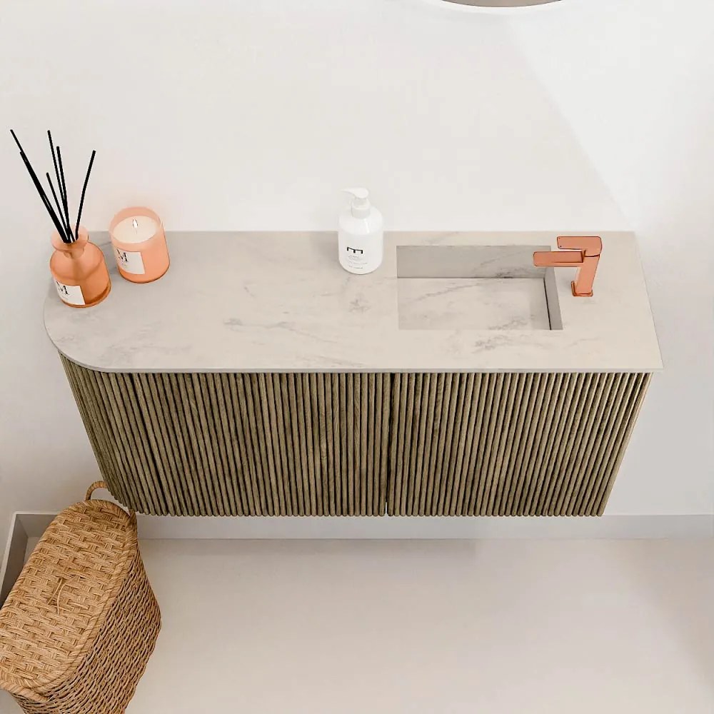 Mondiaz Joya DLux 80cm toiletmeubel ronding links dusk met wastafel faye rechts 1 kraangat opalo