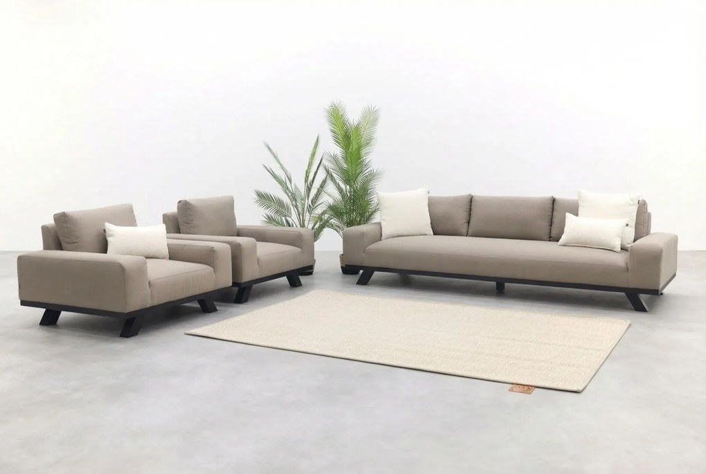Barcelona Sunbrella stoel-bank loungeset - Taupe - 3-delig