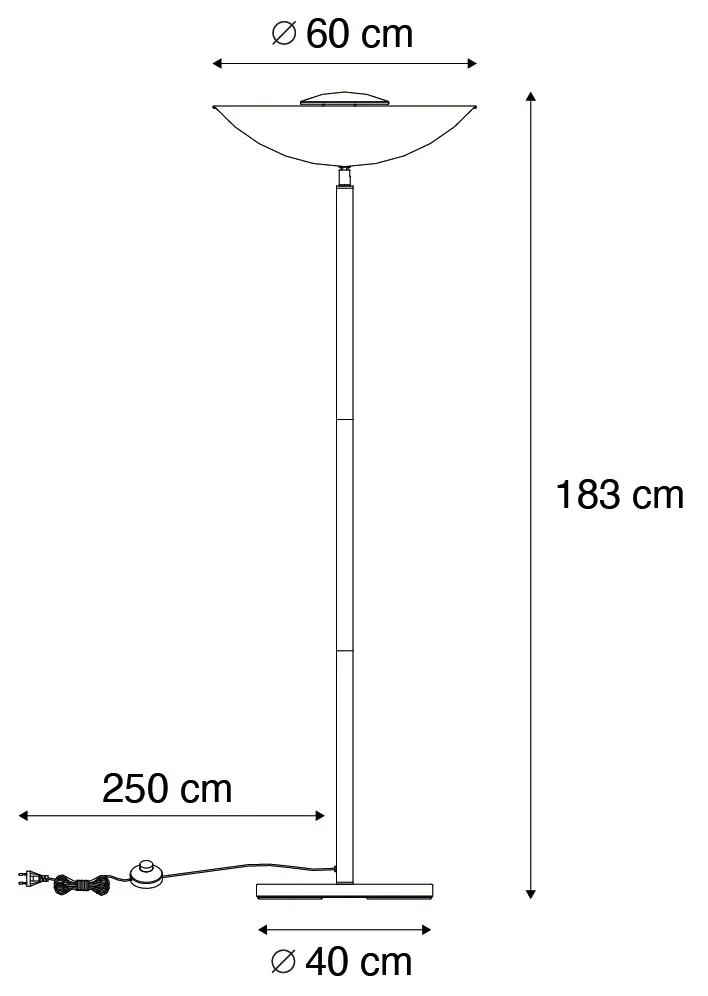 Industriële vloerlamp zwart met gouden binnenkant 60 cm - Magnax Industriele / Industrie / Industrial E27 rond Binnenverlichting Lamp