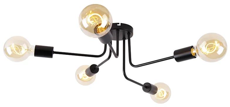 Design plafondlamp zwart 5-lichts - Facile Design E27 rond Binnenverlichting Lamp