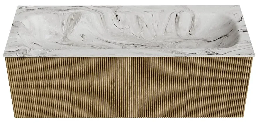 Mondiaz Kurve-dlux 120cm badmeubel dusk met 1 lade en wastafel big large midden zonder kraangat glace