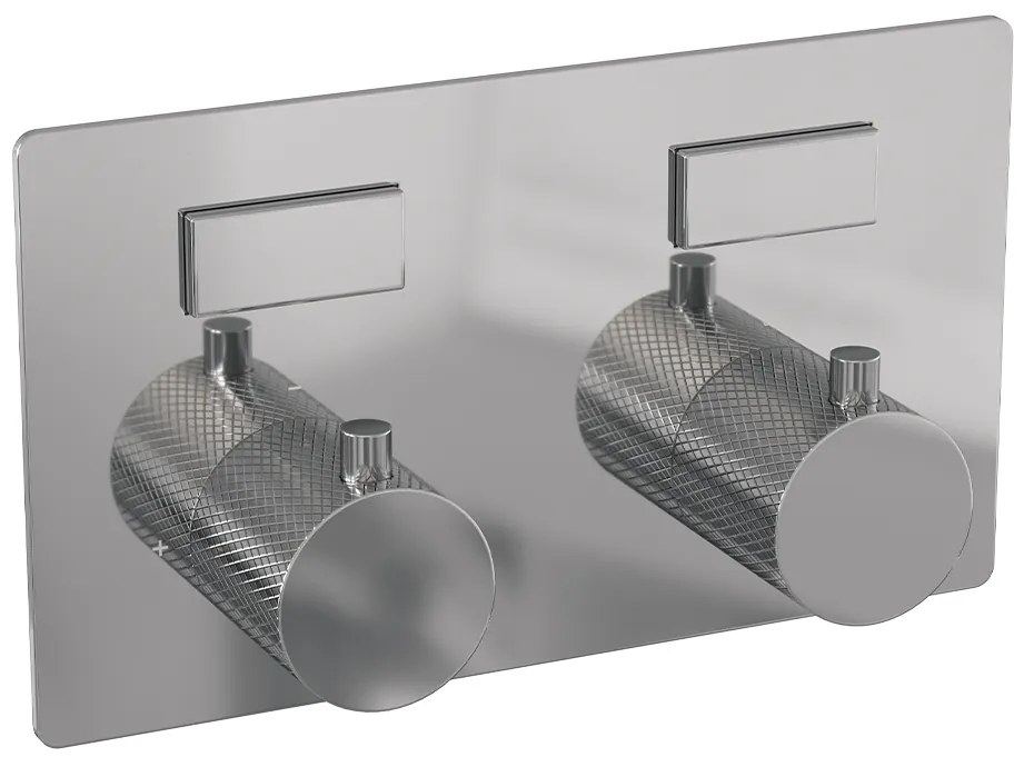 Brauer Chrome Carving thermostatische inbouw badkraan met uitloop en 3 standen handdouche set 4 chroom