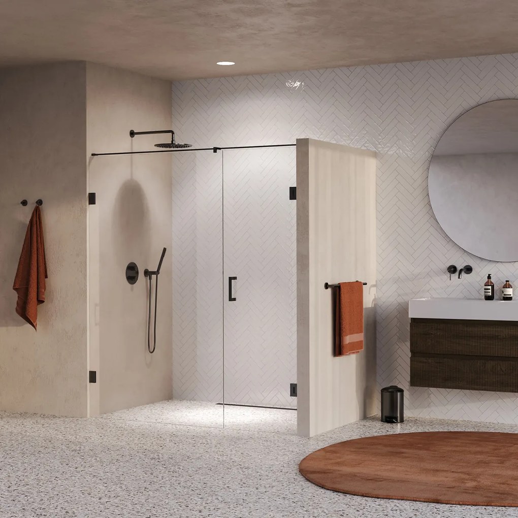 Brauer Void profielloze nisdeur 170cm met draaideur 70cm aan muur gunmetal geborsteld PVD