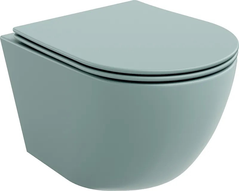 Mexen Lena rimloze wc-pot met slim softclose zitting, duroplast, lichtgroen mat - 30224048