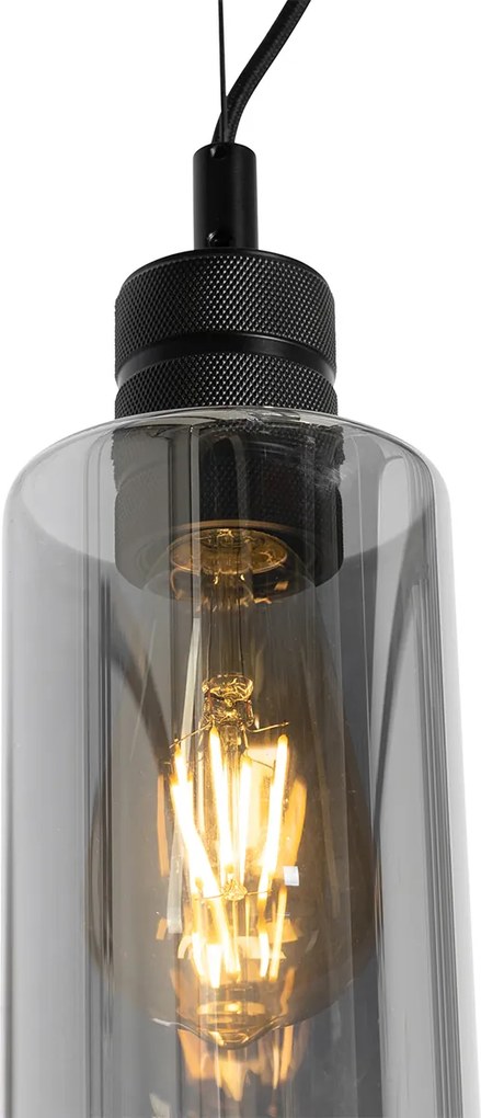 Moderne hanglamp zwart met smoke glas - Stavelot
