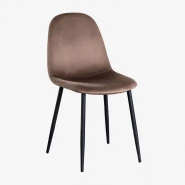 Set Van 2 Glamm Eetkamerstoelen Zwart & Fluwelen Bruin - Army & Fluwelen - Sklum