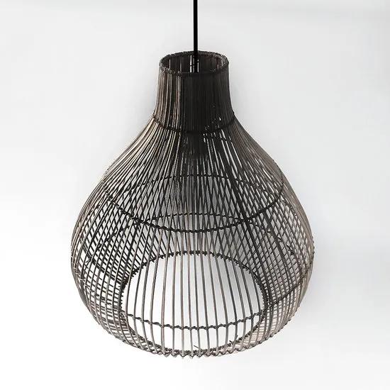 Rotan / Rieten Hanglamp, Handgemaakt, Zwart, â50 cm